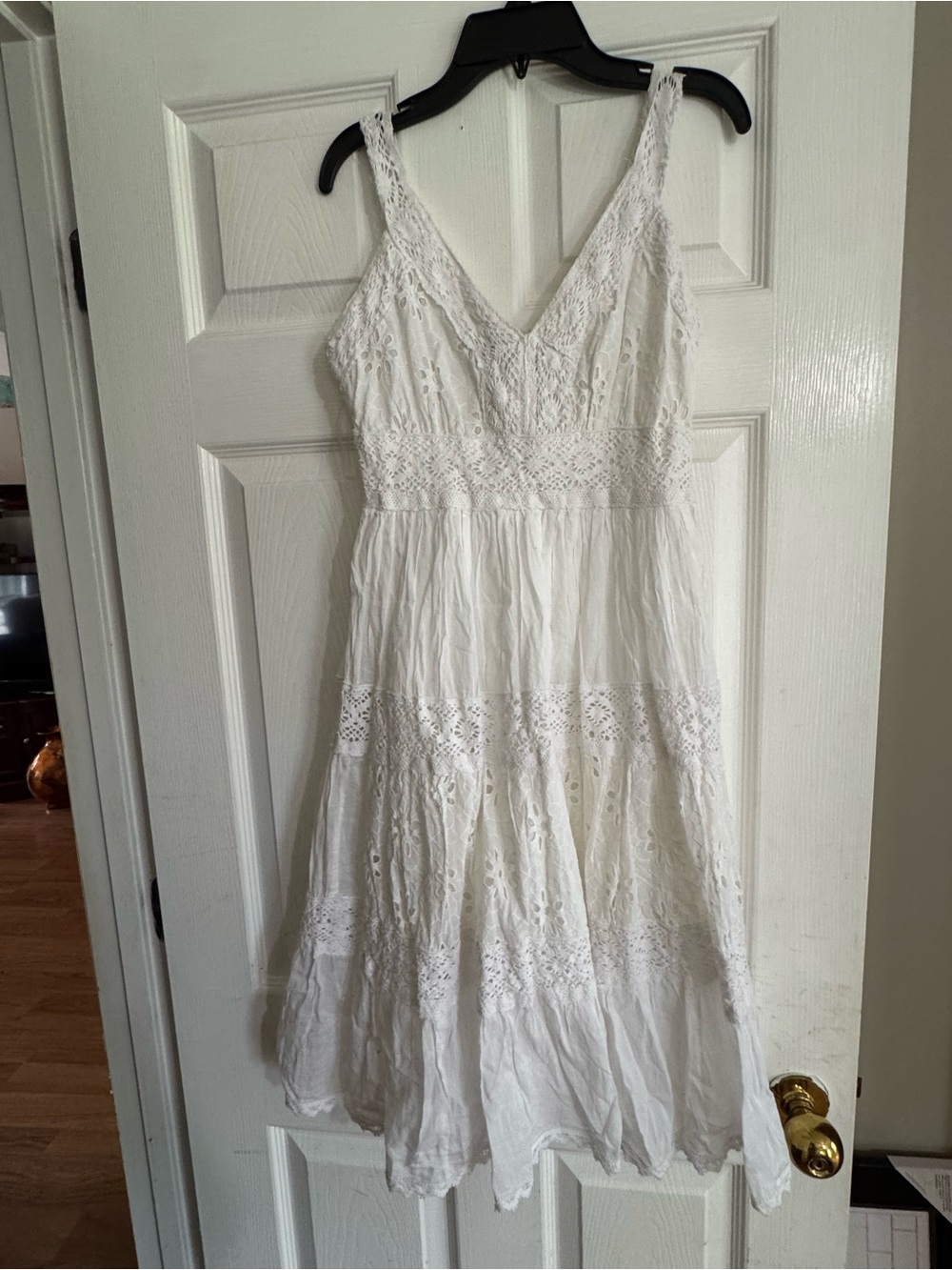 Maje White Eyelet Lace Midi Dress
